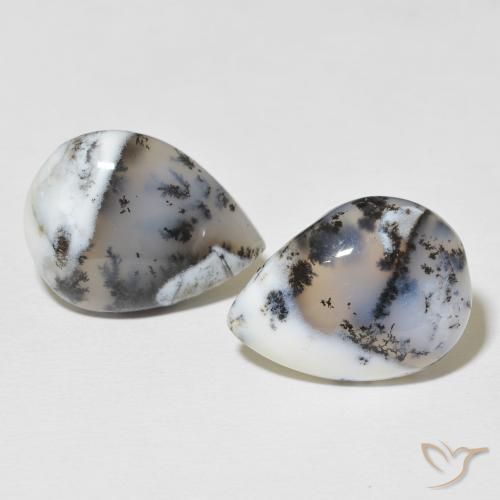 21.60ctw Natural Multicolor White Dendritic Agate, Pear Shape, Opaque