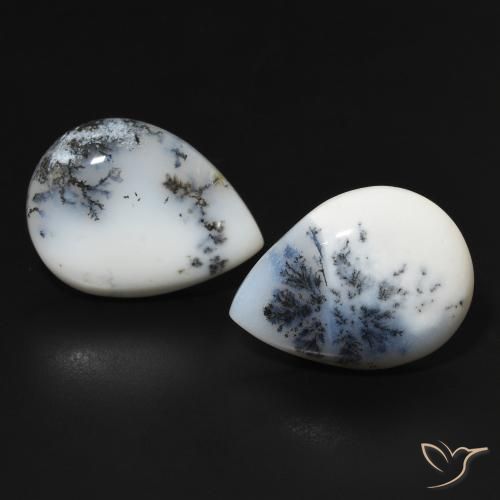 23.24ctw Natural Multicolor White Dendritic Agate, Pear Shape, Opaque