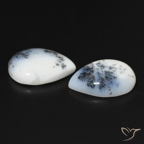Dendritic Agate Gemstones in 20 x 15 mm (calibrated) Size for Sale, Dendritic Agate Stones in Multicolor White Color