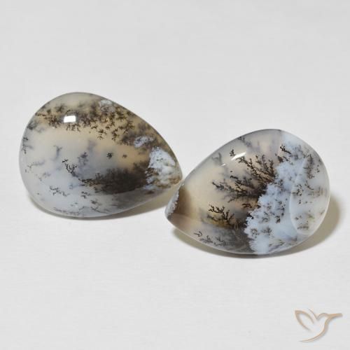 20.80ctw Natural Multicolor White Dendritic Agate, Pear Shape, Opaque