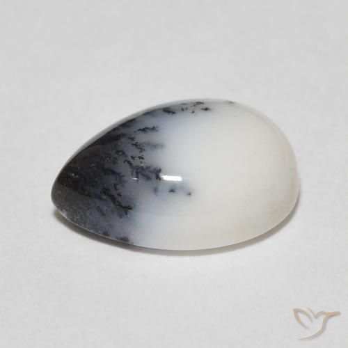 Dendritic Agate Gemstone in 13 x 9 mm (calibrated) Size for Sale, Dendritic Agate Stone in White with Black Color