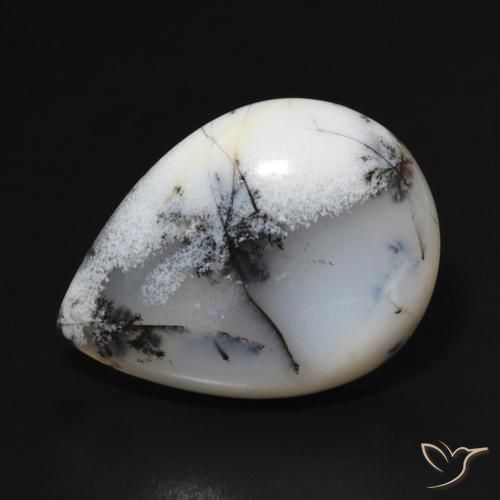 11.47ct Natural Multicolor White Dendritic Agate, Pear Shape, Opaque