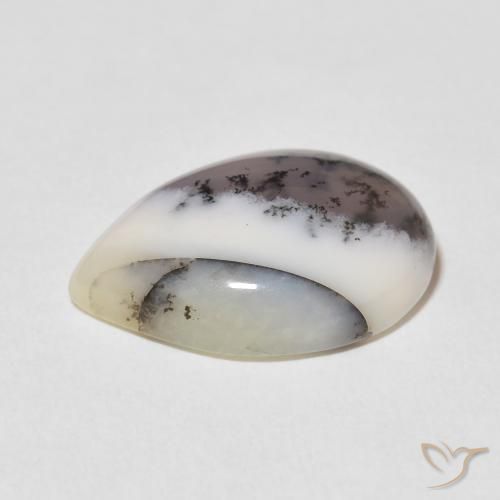 Dendritic Agate Gemstone in 18 x 13 mm (calibrated) Size for Sale, Dendritic Agate Stone in Multicolor White Color