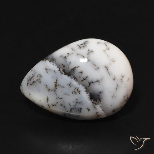 4.00ct Natural Multicolor White Dendritic Agate, Pear Shape, Opaque
