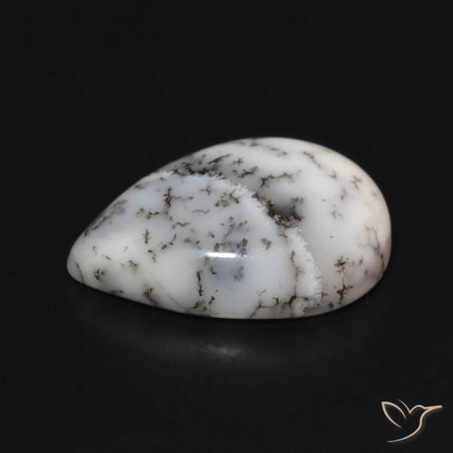 Dendritic Agate Gemstone in 14 x 10 mm (calibrated) Size for Sale, Dendritic Agate Stone in Multicolor White Color