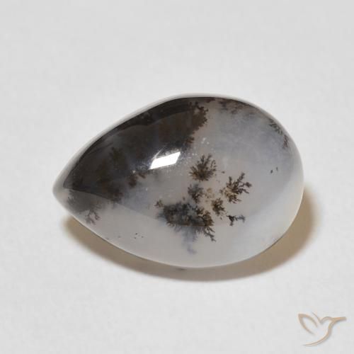 5.02ct Natural Multicolor White Dendritic Agate, Pear Shape, Opaque