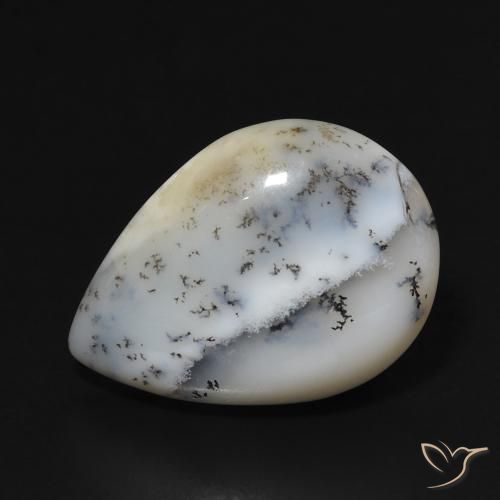 7.67ct Natural Multicolor White Dendritic Agate, Pear Shape, Opaque