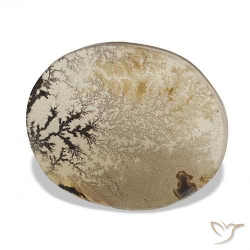 3.38 ct Multicolor Dendritic Agate Stone, Natural Dendritic Agate in Oval Cabochon Shape for Sale
