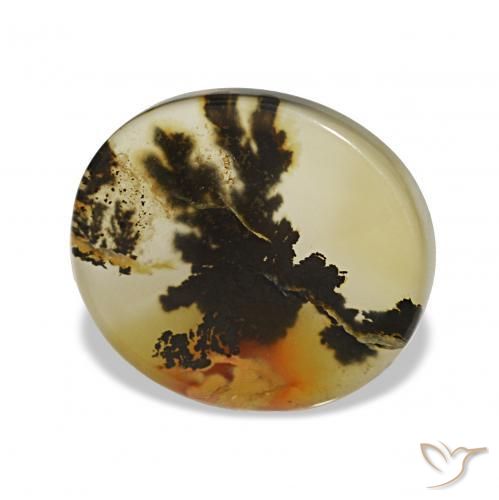 4.85 ct Multicolor Dendritic Agate Stone, Natural Dendritic Agate in Oval Cabochon Shape for Sale