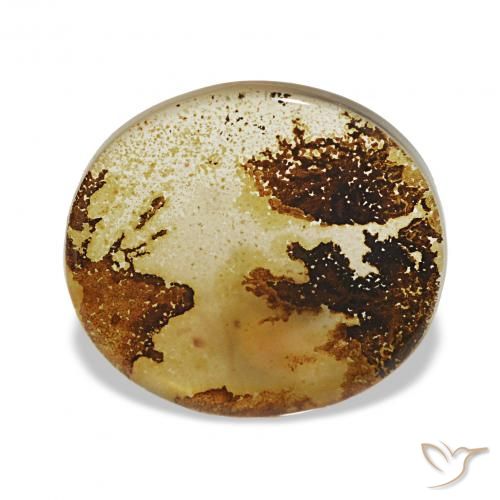 5.39 ct Multicolor Dendritic Agate Gemstone, Dendritic Agate Gem in Oval Cabochon Shape for Sale.