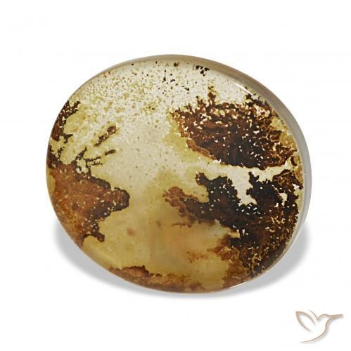 5.39 ct Multicolor Dendritic Agate Stone, Natural Dendritic Agate in Oval Cabochon Shape for Sale