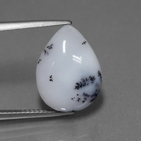 7.06 ct Multicolor Dendritic Chalcedony Gemstone, Dendritic Chalcedony Gem in Pear Cabochon Shape for Sale.
