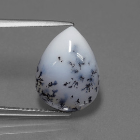 7.17 ct Multicolor Dendritic Chalcedony Gemstone, Dendritic Chalcedony Gem in Pear Cabochon Shape for Sale.