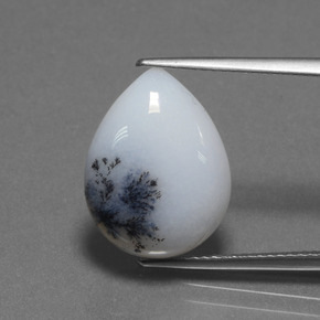 6.98 ct Multicolor Dendritic Chalcedony Gemstone, Dendritic Chalcedony Gem in Pear Cabochon Shape for Sale.