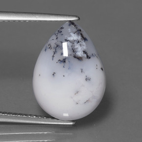 8.14 ct Multicolor Dendritic Chalcedony Gemstone, Dendritic Chalcedony Gem in Pear Cabochon Shape for Sale.