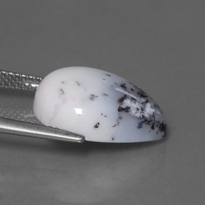 Dendritic Chalcedony Gemstone in 16.3 x 12.1 mm Size for Sale, Dendritic Chalcedony Stone in Black White Color