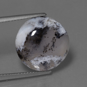 7.64 ct Multicolor Dendritic Chalcedony Gemstone, Dendritic Chalcedony Gem in Round Cabochon Shape for Sale.