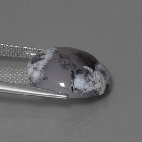 Dendritic Chalcedony Gemstone in 15 mm Size for Sale, Dendritic Chalcedony Stone in Black White Color