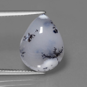 7.56 ct Multicolor Dendritic Chalcedony Gemstone, Dendritic Chalcedony Gem in Pear Cabochon Shape for Sale.