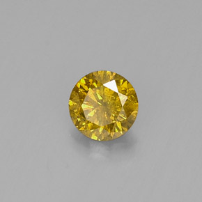 0.20 ct Yellow Diamond Stone, Natural Diamond in Diamond-Cut Shape for Sale