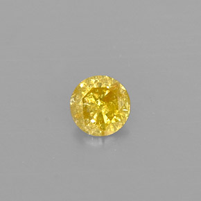 0.12 ct Yellow Diamond Gemstone, Diamond Gem in Diamond-Cut Shape for Sale.
