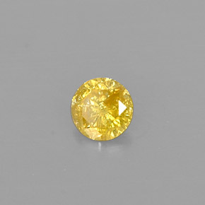 0.12 ct Yellow Diamond Stone, Natural Diamond in Diamond-Cut Shape for Sale