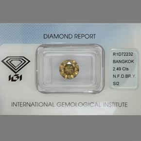 Diamond Gemstone in 8.5 mm Size for Sale, Diamond Stone in Fancy Champagne Color