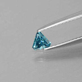 0.13 ct Blue Diamond Gemstone, Diamond Gem in Trillion Facet Shape for Sale.