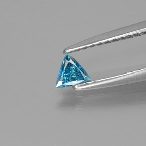 0.09 ct Blue Diamond Gemstone, Diamond Gem in Trillion Facet Shape for Sale.