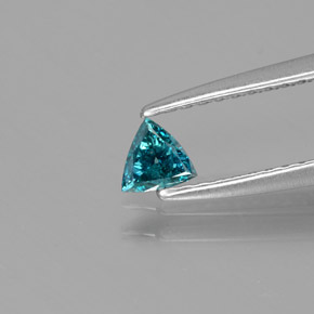 0.11 ct Green Diamond Gemstone, Diamond Gem in Trillion Facet Shape for Sale.