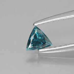 0.15 ct Green Diamond Gemstone, Diamond Gem in Trillion Facet Shape for Sale.