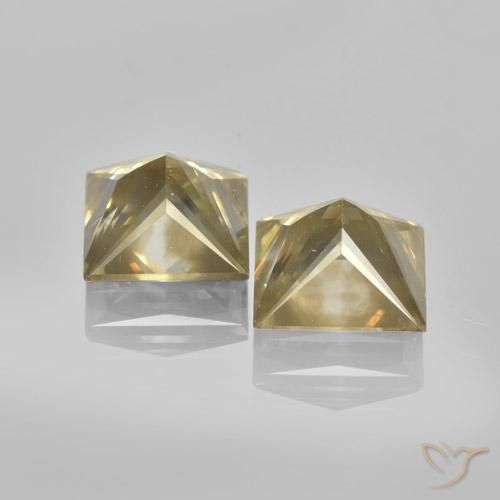 Diamond Gemstones in 6.8 x 6.6 mm Size for Sale, Diamond Stones in Champagne Color