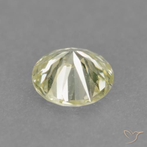 0.19ct Natural Light Greenish Yellow Diamond, Round, VS