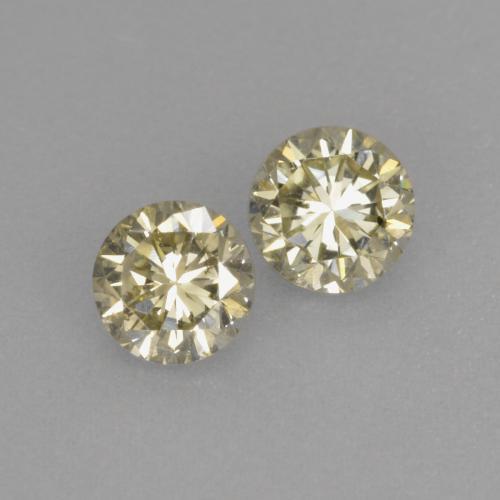 3.7mm Matching Round Diamond Pair - Weight 0.41ct total / avg. 0.21ct each, Natural untreated Gemstone, Champagne Color in VS Clarity, Mohs Hardness 10 suitable for daily wear jewelry, Photo A