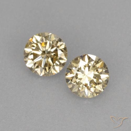 2 pezzi Diamante taglio rotondo abbinati di dimensioni 3,8mm, peso 0,46 ct totali / media. 0,23 ct ciascuno, Color cognac in purezza VS, pietra preziosa naturale non trattati, durezza Mohs 10 - 10 adatto per gioielli da indossare ogni giorno, Photo A