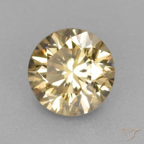 0.25 ct Golden Diamond Stone, Natural Diamond in Diamond-Cut Shape for Sale