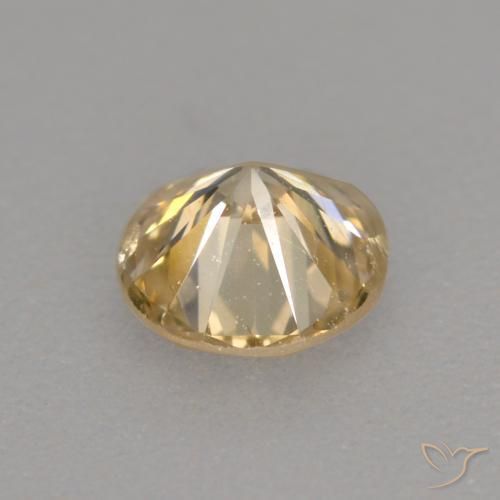 Diamond Gemstone in 4 mm (calibrated) Size for Sale, Diamond Stone in Very Light Golden-Brown Color