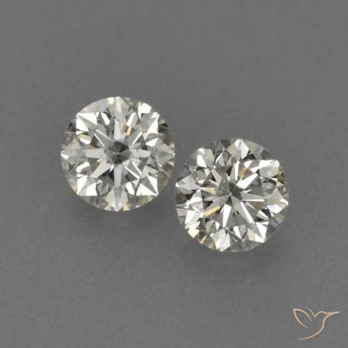 2 pezzi Diamante bianco Rotondo abbinato di dimensioni 3,2mm, peso 0,26 ct totali / media. 0,13 ct ciascuno, giallo in purezza VVS-VS, gemma naturale non trattati, durezza Mohs 10 - 10 adatto per gioielli da indossare ogni giorno , Photo A