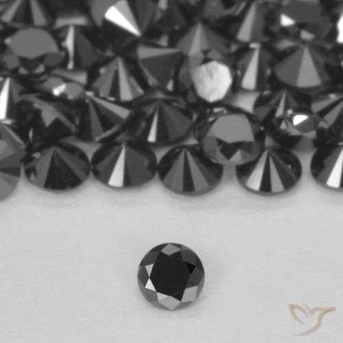0.04ct Natural Black Diamond, Round, Opaque