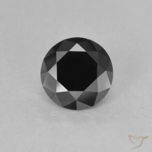 0.85ct Natural Black Diamond, Round, Opaque