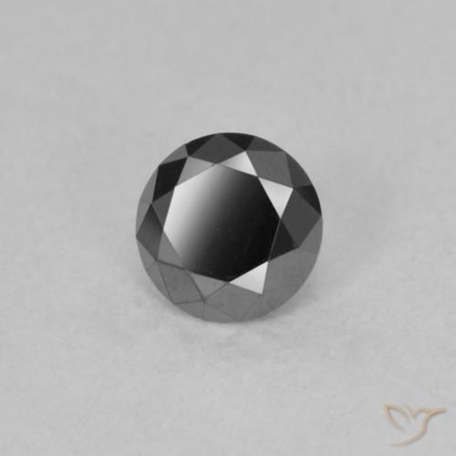 0.52 ct Black Diamond Stone, Natural Diamond in Diamond-Cut Shape for Sale