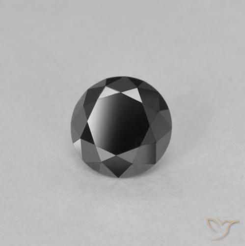 0.57 ct Black Diamond Stone, Natural Diamond in Diamond-Cut Shape for Sale