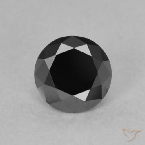 0.59 ct Black Diamond Stone, Natural Diamond in Diamond-Cut Shape for Sale