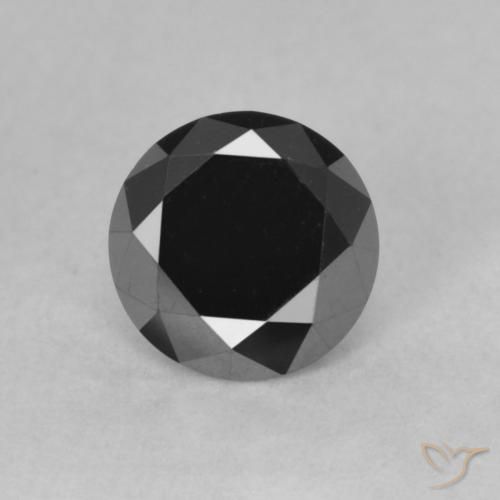 0.85ct Natural Black Diamond, Round, Opaque