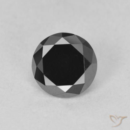 Diamant Noire Tour 5mm de l'Inde, poids de 0,61 ct, pierre gemme naturelle Non traité de pureté Opaque , 1 pièce de diamant diamond-cut, couleur : Noire, dureté de Mohs de 10 à 10 convient aux bijoux de tous les jours, pierre de sagesse, Photo A