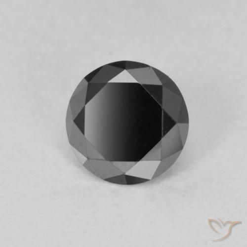 0.61 ct Black Diamond Stone, Natural Diamond in Diamond-Cut Shape for Sale