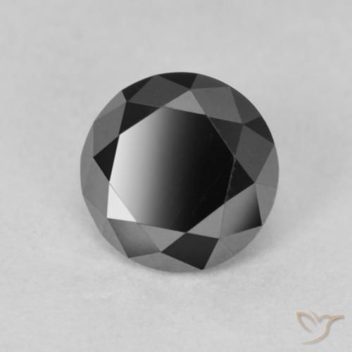 0.88 ct Black Diamond Stone, Natural Diamond in Diamond-Cut Shape for Sale