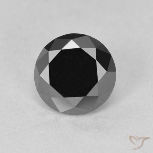 0.80ct Natural Black Diamond, Round, Opaque