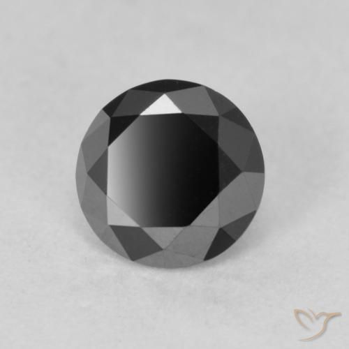 0.80 ct Black Diamond Stone, Natural Diamond in Diamond-Cut Shape for Sale