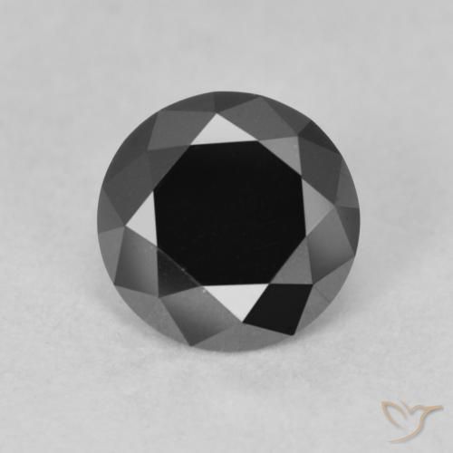 0.91ct Natural Black Diamond, Round, Opaque